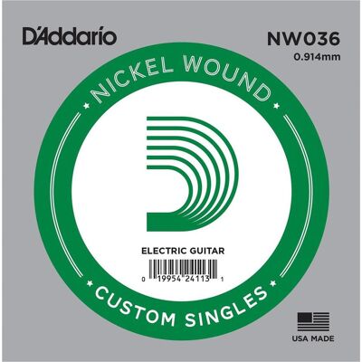 D'Addario Nw036 (1x, Guitare électrique, 0.04"), Corde de guitare D'Addario Nw036 (1x, Guitare électrique, 0.04"), Corde de guitare