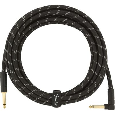 Fender Câble Deluxe 4,5m bk tweed angled (4.50 m), Câble audio Fender Câble Deluxe 4,5m bk tweed angled (4.50 m), Câble audio