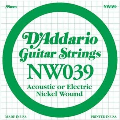 D'Addario Nw039 (1x, Guitare électrique, 0.04"), Corde de guitare D'Addario Nw039 (1x, Guitare électrique, 0.04"), Corde de guitare
