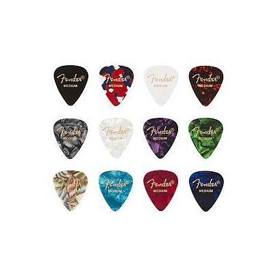Fender 351 Celluloïd Medley, M (12), Médiator, Multicolore Fender 351 Celluloïd Medley, M (12), Médiator, Multicolore