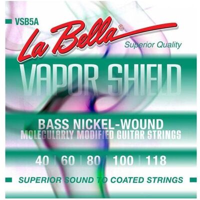 La Bella Vapor Shield Bass VSB5A 040/118 (5x, Contrebasse, Guitare électrique, 0.12"), Corde de guitare La Bella Vapor Shield Bass VSB5A 040/118 (5x, Contrebasse, Guitare électrique, 0.12"), Corde de guitare