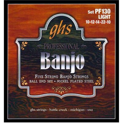 GHS PF130 5-Str. Banjo L nickel Ball End (5x, Banjo, 0.01"), Corde de guitare GHS PF130 5-Str. Banjo L nickel Ball End (5x, Banjo, 0.01"), Corde de guitare