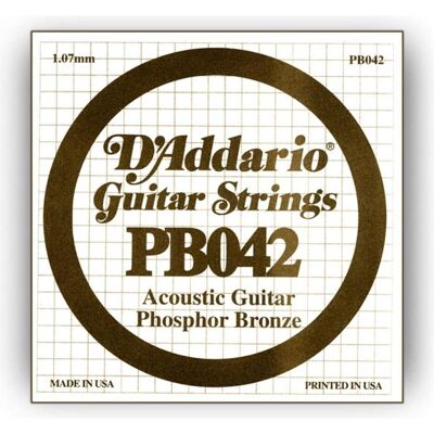 D'Addario Pb042 (1x, Guitare, 0.04"), Corde de guitare D'Addario Pb042 (1x, Guitare, 0.04"), Corde de guitare
