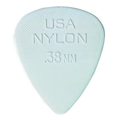 Dunlop Plectren Nylon 038 (12) (0.38 mm), Médiator, Blanc Dunlop Plectren Nylon 038 (12) (0.38 mm), Médiator, Blanc