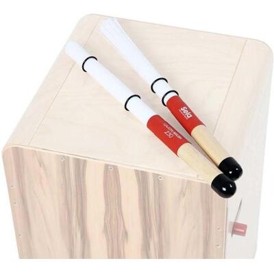 Sela SE036 Cajon Brush avec 250 fibres de nylon (Cajón, Percussion), Baguettes de batterie + maillets, Rouge, Blanc Sela SE036 Cajon Brush avec 250 fibres de nylon (Cajón, Percussion), Baguettes de batterie + maillets, Rouge, Blanc