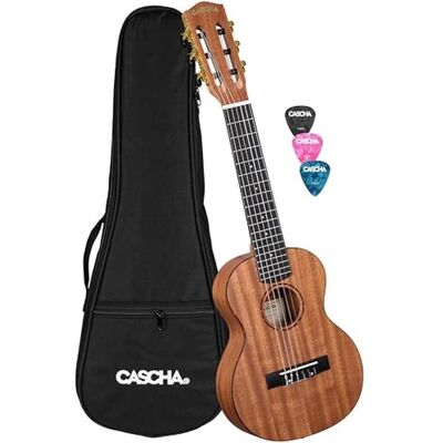 Cascha Guitare de voyage avec étui matelassé et plectrums inclus (Acajou), Guitare, Marron Cascha Guitare de voyage avec étui matelassé et plectrums inclus (Acajou), Guitare, Marron