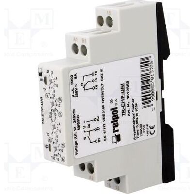 Relpol Relais temporisé TR-EI1P-UNI multifonctionnel 1P 8A 1sec - 100h 12 - 240V AC, Relai Relpol Relais temporisé TR-EI1P-UNI multifonctionnel 1P 8A 1sec - 100h 12 - 240V AC, Relai