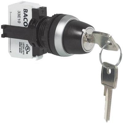 BACO L21LA00G Interrupteur à clé - Anneau frontal en plastique - Interrupteur BACO L21LA00G Interrupteur à clé - Anneau frontal en plastique - Interrupteur