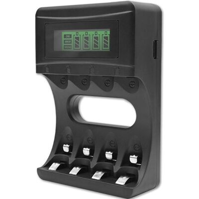 Qoltec Batterieladegerät für Ni MH Type R03 AAA R6 AA 1800mA (AA, AAA, HR03, HR6), Chargeur de batterie Qoltec Batterieladegerät für Ni MH Type R03 AAA R6 AA 1800mA (AA, AAA, HR03, HR6), Chargeur de batterie