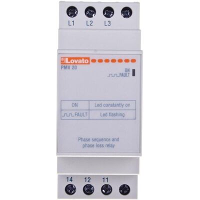 Lovato Relais de séquence de phase et de perte de phase 1P 208-575V AC (PMV20A575), Relai Lovato Relais de séquence de phase et de perte de phase 1P 208-575V AC (PMV20A575), Relai