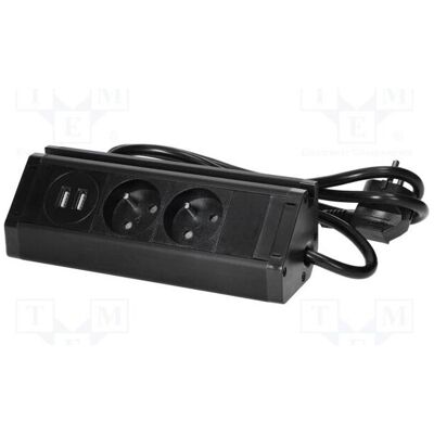 Orno, Multiprise, Double prise de meuble avec chargeur USB, support de téléphone et câble de 1,5 m, 2x2P+E, 2xUSB (2x, CEE 7/3, 1.50 m) Orno, Multiprise, Double prise de meuble avec chargeur USB, support de téléphone et câble de 1,5 m, 2x2P+E, 2xUSB (2x, CEE 7/3, 1.50 m)