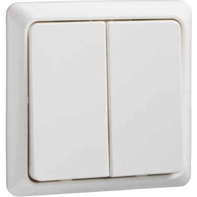 Interrupteur double 42V - IP20, Thermoplastique, Blanc Interrupteur double 42V - IP20, Thermoplastique, Blanc