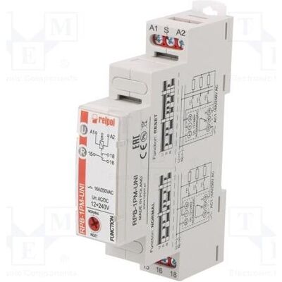 Relpol Relais bistable à mémoire 1P 16 A 12...240 V CA/CC RPB-1PM-UNI 864391, Relai Relpol Relais bistable à mémoire 1P 16 A 12...240 V CA/CC RPB-1PM-UNI 864391, Relai