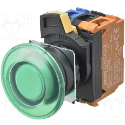 Omron Interrupteur : bouton-poussoir 22 mm, position stabilisée : 2 contacts à ouverture (NO), LED verte,, Bouton + interrupteur, Vert Omron Interrupteur : bouton-poussoir 22 mm, position stabilisée : 2 contacts à ouverture (NO), LED verte,, Bouton + interrupteur, Vert