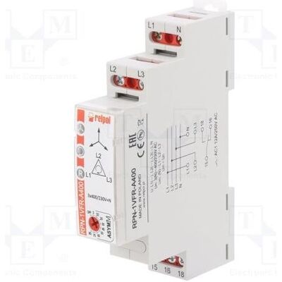 Relpol Relais de surveillance triphasé 1P 3(N) 400/230 V CA 50/60 Hz RPN-1VFR-A400 864373, Relai Relpol Relais de surveillance triphasé 1P 3(N) 400/230 V CA 50/60 Hz RPN-1VFR-A400 864373, Relai