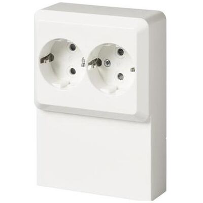 ABB, Prise de courant, Contact à panneau DOBBELT 250V/16A hvid ABB, Prise de courant, Contact à panneau DOBBELT 250V/16A hvid