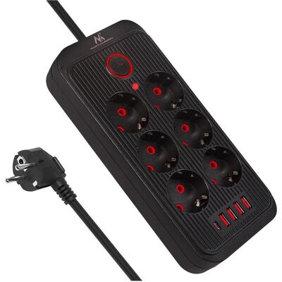 Maclean, Multiprise, Multiprise, rallonge avec 6 prises de courant + 4 ports USB (6x, CEE 7/3, 1.50 m) Maclean, Multiprise, Multiprise, rallonge avec 6 prises de courant + 4 ports USB (6x, CEE 7/3, 1.50 m)