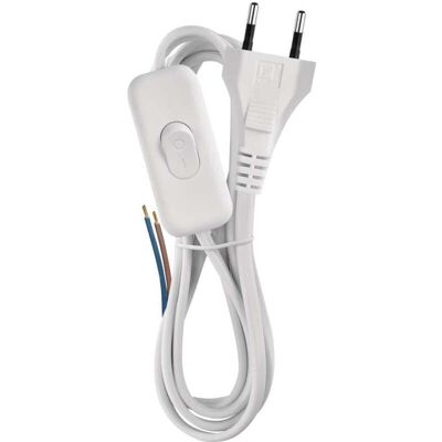 Emos Câble d'alimentation PVC 2x 0,75mm2, interrupteur, 2m, blanc (2 m), Câble d'alimentation, Blanc Emos Câble d'alimentation PVC 2x 0,75mm2, interrupteur, 2m, blanc (2 m), Câble d'alimentation, Blanc