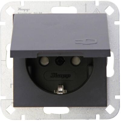 Kopp HK 07 Antracite - Prise avec Couvercle Rabattable Kopp HK 07 Antracite - Prise avec Couvercle Rabattable