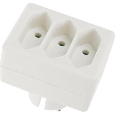 Multiprise blanche Perel avec 3 prises Euro - Power Strip Multiprise blanche Perel avec 3 prises Euro - Power Strip