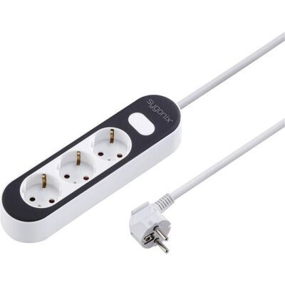 Sygonix, Multiprise, Multiprise SY-4538270 avec interrupteur 3 prises Blanc, Noir Schuko 1 pc. (3x, CEE 7/3, 1.40 m) Sygonix, Multiprise, Multiprise SY-4538270 avec interrupteur 3 prises Blanc, Noir Schuko 1 pc. (3x, CEE 7/3, 1.40 m)