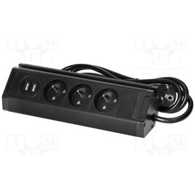 Orno, Multiprise, Multiprise triple avec support pour téléphone, chargeur USB et câble de 1,5 m, 3x2P+Z, 2xUSB (type (3x, 1.50 m) Orno, Multiprise, Multiprise triple avec support pour téléphone, chargeur USB et câble de 1,5 m, 3x2P+Z, 2xUSB (type (3x, 1.50 m)
