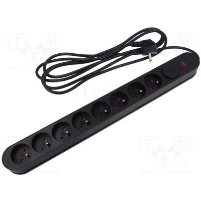 Plastrol, Multiprise, Multiprise avec filtre anti-surtension W-00025 et interrupteur, 8 prises, noire (8x, 1.50 m) Plastrol, Multiprise, Multiprise avec filtre anti-surtension W-00025 et interrupteur, 8 prises, noire (8x, 1.50 m)