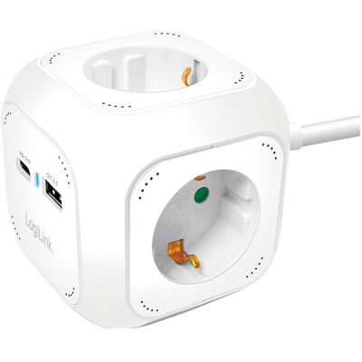 LogiLink Power Cube Multiprise - 4x Prises, USB-C PD 20W, USB-A QC 18W LogiLink Power Cube Multiprise - 4x Prises, USB-C PD 20W, USB-A QC 18W