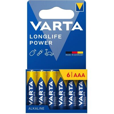 Piles AAA Longlife Power Varta - 6 pièces - Haute énergie Piles AAA Longlife Power Varta - 6 pièces - Haute énergie