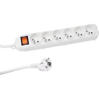 Velleman Multiprise 6 prises avec interrupteur et protection contre surcharge - Blanc Velleman Multiprise 6 prises avec interrupteur et protection contre surcharge - Blanc