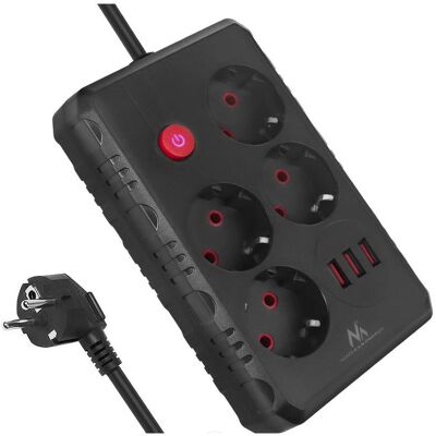 Maclean, Multiprise, Multiprise 4 prises MCE392 + USB + Interrupteur 1,50m (Noir) (4x, USB-A, 1.50 m) Maclean, Multiprise, Multiprise 4 prises MCE392 + USB + Interrupteur 1,50m (Noir) (4x, USB-A, 1.50 m)