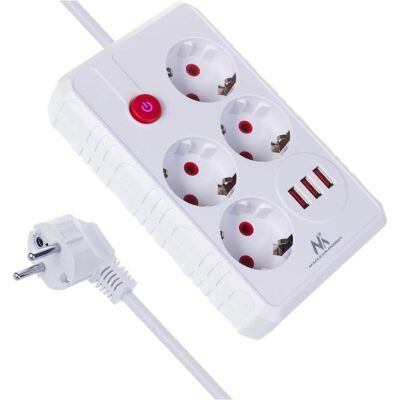 Maclean, Multiprise, Multiprise, rallonge avec 4 prises de courant + 3 ports USB (4x, USB-A, 1.50 m) Maclean, Multiprise, Multiprise, rallonge avec 4 prises de courant + 3 ports USB (4x, USB-A, 1.50 m)