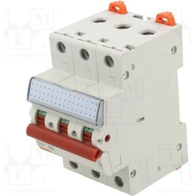 Gewiss Interrupteur-sectionneur : 3 pôles, pour montage sur rail DIN, 40 A, 415 V CA, Bouton + interrupteur Gewiss Interrupteur-sectionneur : 3 pôles, pour montage sur rail DIN, 40 A, 415 V CA, Bouton + interrupteur