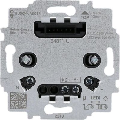 Busch-Jaeger Élément de relais flex 64811 U, Bouton + interrupteur, Noir Busch-Jaeger Élément de relais flex 64811 U, Bouton + interrupteur, Noir