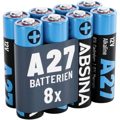Absina Pile spéciale 27 A alcaline au manganèse 12 V 28, 8 pièces (8 pcs, A27), Batteries + piles Absina Pile spéciale 27 A alcaline au manganèse 12 V 28, 8 pièces (8 pcs, A27), Batteries + piles