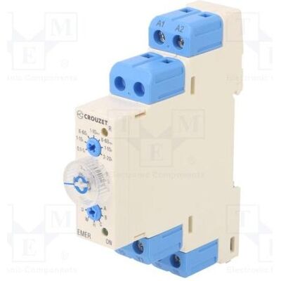 Crouzet Module d'automatisation : minuterie 0,1 s à 20 h, SPDT, 250 V CA/5 A, 12 à 240 V CC, Relai Crouzet Module d'automatisation : minuterie 0,1 s à 20 h, SPDT, 250 V CA/5 A, 12 à 240 V CC, Relai