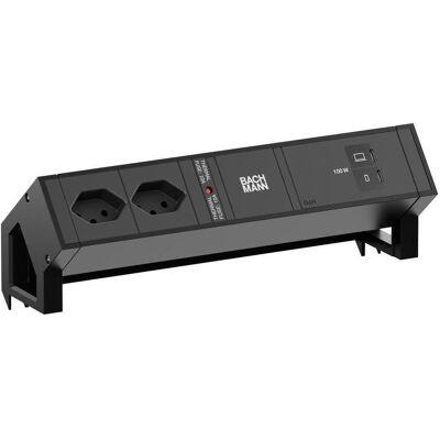 Bachmann, Multiprise, DESK2 2xCH 90° 1xUSB C/C 100W 0,2m RAL9005 (2x, Type 13) Bachmann, Multiprise, DESK2 2xCH 90° 1xUSB C/C 100W 0,2m RAL9005 (2x, Type 13)