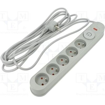 Plastrol, Multiprise, Multiprise Filtr W-00022 avec protection contre les surtensions, 5 prises, grise (5x, 5 m) Plastrol, Multiprise, Multiprise Filtr W-00022 avec protection contre les surtensions, 5 prises, grise (5x, 5 m)