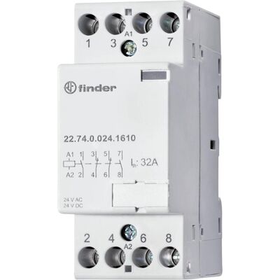 Finder 22.74.0.024.1310 Contacteur - 4 NO - 24 V/DC, 24 V/AC - 32 A Finder 22.74.0.024.1310 Contacteur - 4 NO - 24 V/DC, 24 V/AC - 32 A