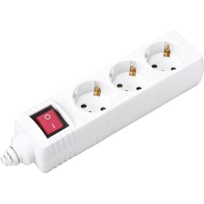 Sygonix, Multiprise, BT-2372210 Multiprise avec interrupteur, 3 prises, blanche, 1 pièce (3x, CEE 7/3) Sygonix, Multiprise, BT-2372210 Multiprise avec interrupteur, 3 prises, blanche, 1 pièce (3x, CEE 7/3)