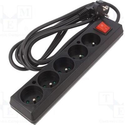 Jonex, Rallonge, Rallonge H03VV-F 3G 1,5 mm² 3 m PVC noir Nombre de prises : 5 (3 m, CEE 7/7) Jonex, Rallonge, Rallonge H03VV-F 3G 1,5 mm² 3 m PVC noir Nombre de prises : 5 (3 m, CEE 7/7)