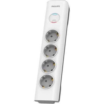 Philips Multiprise, Surge protector SPN7040WA/58, 4 sorties, cordon d'alimentation, 600 joules of surge protection (4x, CEE 7/3, 2 m) Philips Multiprise, Surge protector SPN7040WA/58, 4 sorties, cordon d'alimentation, 600 joules of surge protection (4x, CEE 7/3, 2 m)