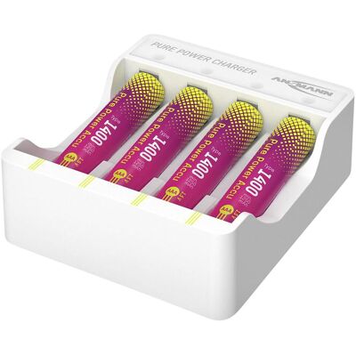 Ansmann Pure Power Set 4× Micro AAA Akkus und Lademodul (4 pcs, AAA, Piles rechargeables + chargeur), Chargeur de batterie Ansmann Pure Power Set 4× Micro AAA Akkus und Lademodul (4 pcs, AAA, Piles rechargeables + chargeur), Chargeur de batterie
