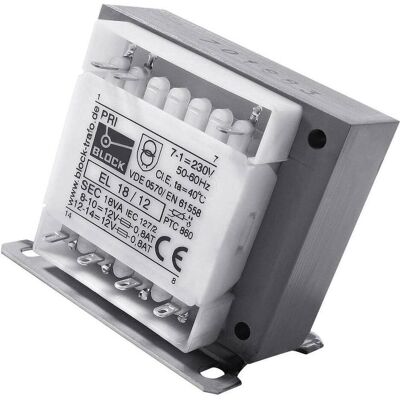 Transformateur de sécurité H&V EL 18/6 - Transformateur - 18 VA - 2 x 6 V - 230 V AC Transformateur de sécurité H&V EL 18/6 - Transformateur - 18 VA - 2 x 6 V - 230 V AC