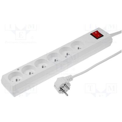 Jonex, Rallonge, Rallonge H03VV-F 3G 1,5 mm² 5 m PVC blanc Nombre de prises : 6 (5 m, CEE 7/3) Jonex, Rallonge, Rallonge H03VV-F 3G 1,5 mm² 5 m PVC blanc Nombre de prises : 6 (5 m, CEE 7/3)