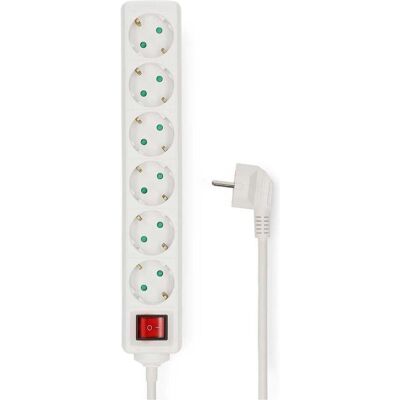 Nedis Multiprise - 6 prises, câble 3 m, 3680 W, Blanc Nedis Multiprise - 6 prises, câble 3 m, 3680 W, Blanc