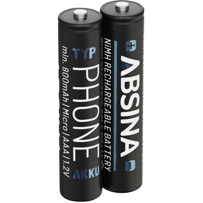 Absina Micro (AAA)-Akku NiMH 1.2 V 2 St. (1 pcs, AAA), Batteries + piles Absina Micro (AAA)-Akku NiMH 1.2 V 2 St. (1 pcs, AAA), Batteries + piles