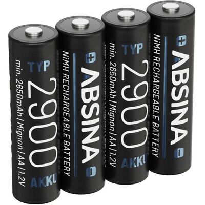 Absina Pile Mignon (AA) NiMH 1.2 V 4 pcs. (4 pcs, AA), Chargeur de batterie Absina Pile Mignon (AA) NiMH 1.2 V 4 pcs. (4 pcs, AA), Chargeur de batterie