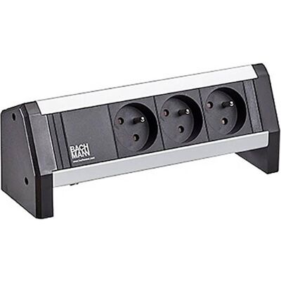 Bachmann, Multiprise, Desk 1 - 3 sorties CA - Intérieur - Type E - Aluminium - Plastique - Noir - Sil (3x, CEE 7/3, PECO 7/5) Bachmann, Multiprise, Desk 1 - 3 sorties CA - Intérieur - Type E - Aluminium - Plastique - Noir - Sil (3x, CEE 7/3, PECO 7/5)