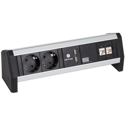 Bachmann Facility System Desk - Multiprise, USB, Ethernet, Noir & Argent Bachmann Facility System Desk - Multiprise, USB, Ethernet, Noir & Argent
